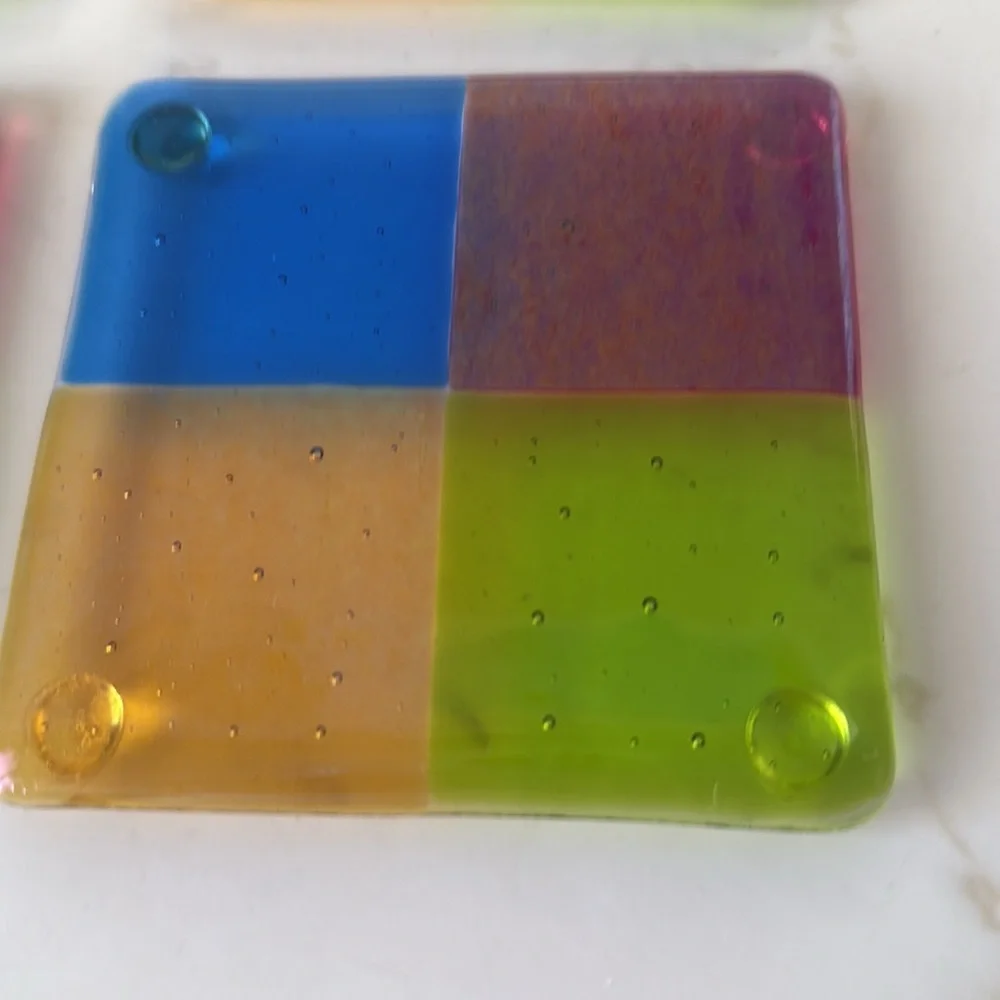 Color Block  Glass Coasters Set of 4